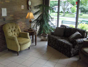 Riverview Heights lobby with seating